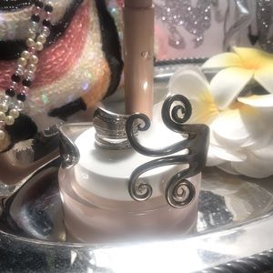 Silver fork bracelet and ring set